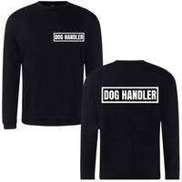 DOG HANDLER Mens Sweatshirt In black With White Logos