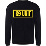 K9 UNIT Mens Sweatshirt In Black With Yellow Logos