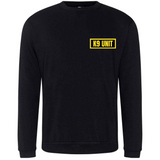 K9 UNIT Mens Sweatshirt In Black With Yellow Logos