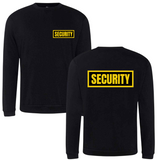 SECURITY Mens Sweatshirt In Black With Yellow Logos