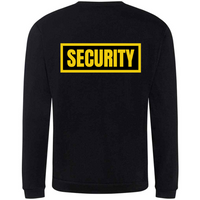 SECURITY Mens Sweatshirt In Black With Yellow Logos