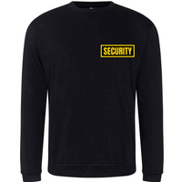 SECURITY Mens Sweatshirt In Black With Yellow Logos