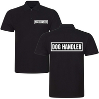 DOG HANDLER Mens Polo Shirt In Black With White Logos