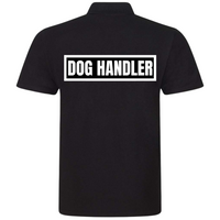 DOG HANDLER Mens Polo Shirt In Black With White Logos