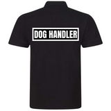 DOG HANDLER Mens Polo Shirt In Black With White Logos