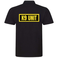 K9 Unit Mens Polo Shirt In Black With Yellow Logos