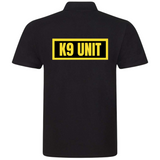 K9 Unit Mens Polo Shirt In Black With Yellow Logos