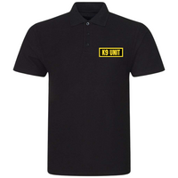 K9 Unit Mens Polo Shirt In Black With Yellow Logos