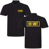 K9 Unit Mens Polo Shirt In Black With Yellow Logos