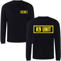 K9 UNIT Mens Sweatshirt In Black With Yellow Logos