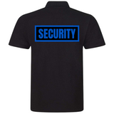 SECURITY Mens Polo Shirt In Black With Blue Logos