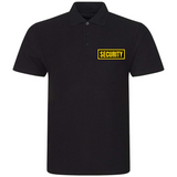 SECURITY Mens Polo Shirt In Black With Yellow Logos