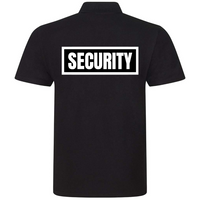 SECURITY Mens Polo Shirt In Black With White Logos