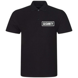 SECURITY Mens Polo Shirt In Black With White Logos