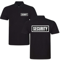 SECURITY Mens Polo Shirt In Black With White Logos