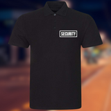 SECURITY Mens Polo Shirt In Black With White Logos