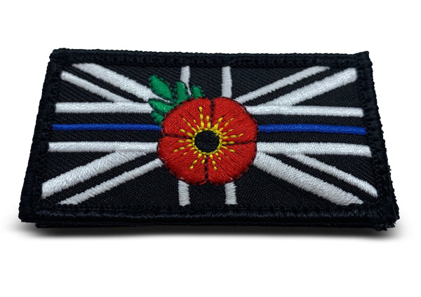 Thin Blue Line Poppy Velcro Patch