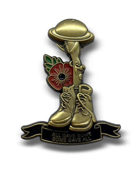 Poppy pin badge Soldier helmet rifle boot poppy badge