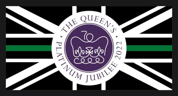 Thin Green Line Velcro Patch Queens Platinum Jubilee 2022 - 70mm x 38mm - Official Design