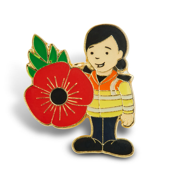 Female Highways England Traffic Officer HATO Poppy Pin Badge