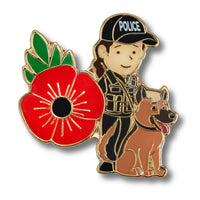 Police Dog Handler (Female) Poppy Pin Badge
