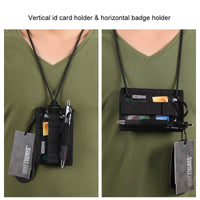 ID Card Holder Tactical Durable 500D Nylon Badge Holder Lanyard RFID