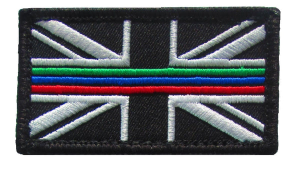 Triple Thin Blue, Green, Red Line Velcro Patch for Emergency Services - 2 sizes